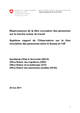 Septième rapport de l’Observatoire sur la libre circulation des personnes entre la Suisse et l’UE; Répercussions de la libre circulation des personnes sur le marché suisse d-1